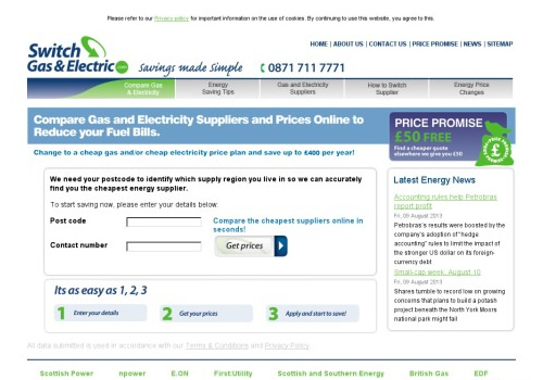 switch gas and electric website